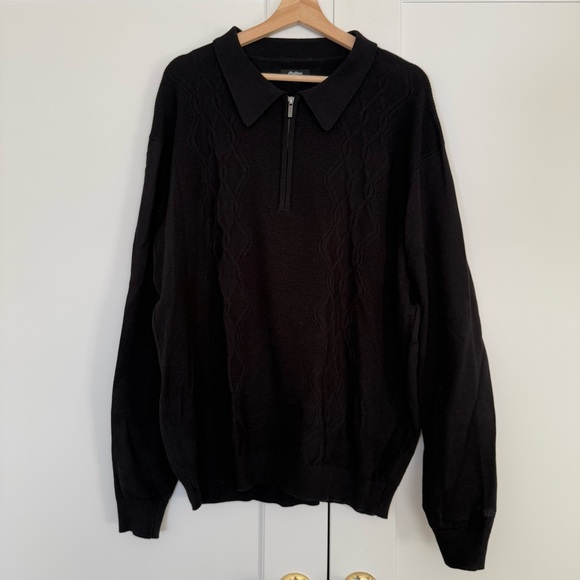 MALBON MEN'S FRYE LONG SLEEVE KNIT POLO - black - Picture 4 of 8